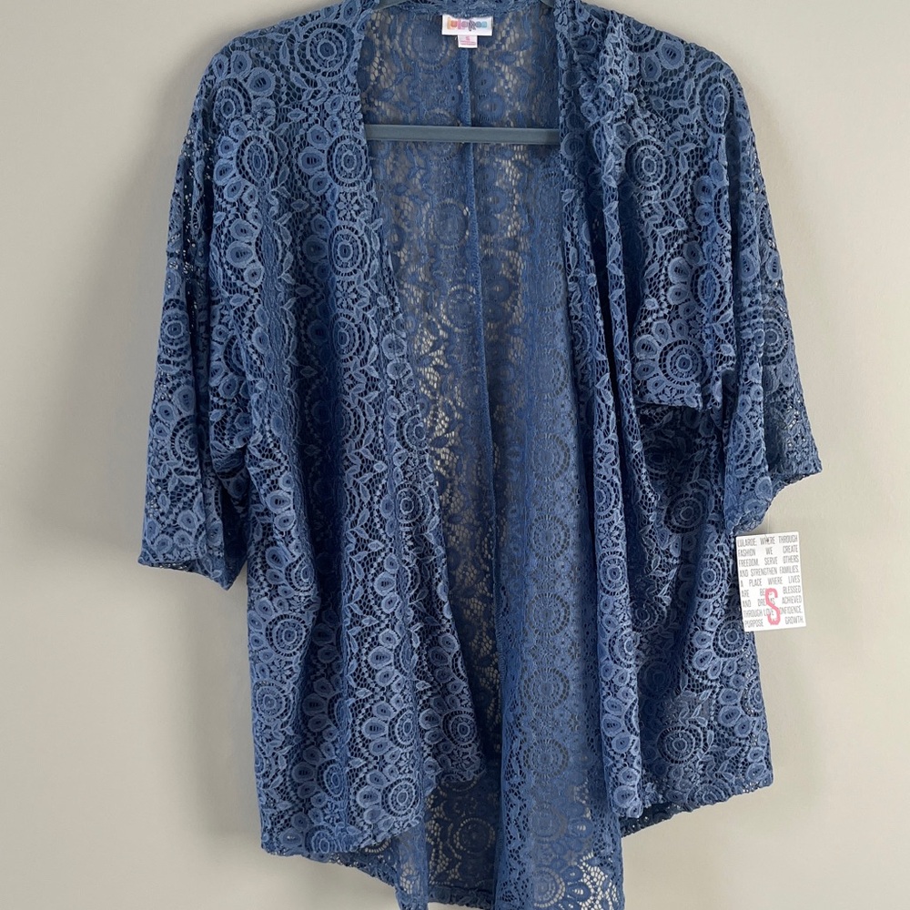LuLaRoe Blue Lace Kimono Cardigan